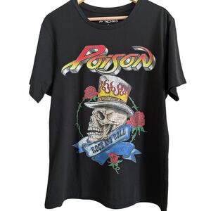 C-Life Group Poison‎ Band Tee - Skull Flame Graphic - Men's Large - NWOT
